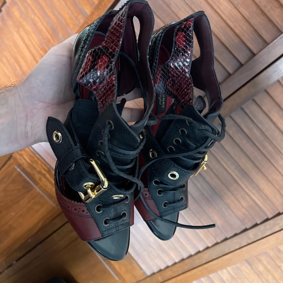 39.5 BURBERRY Westmarsh Snakeskin & Leather heels - Picture 5 of 11
